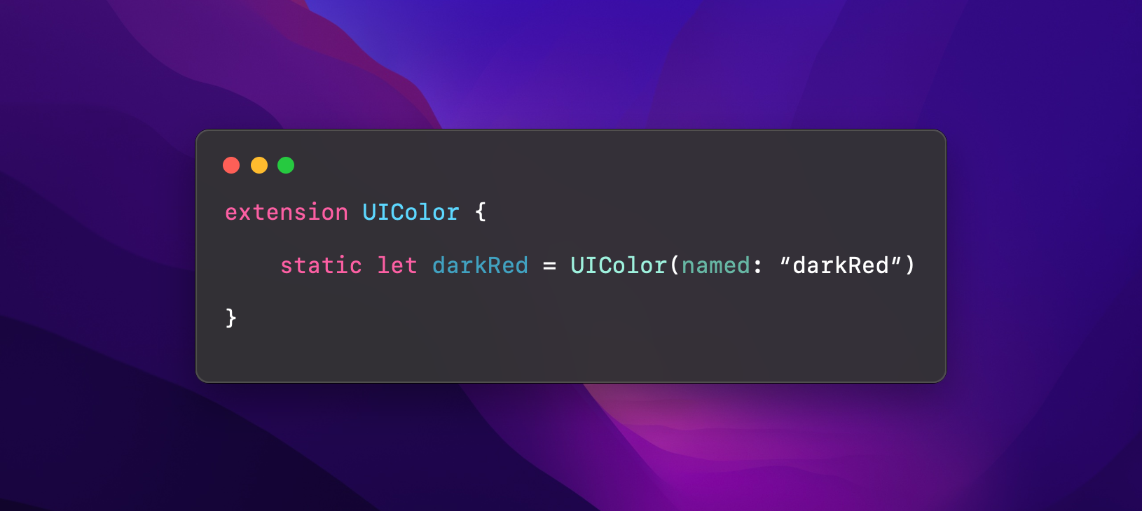 UIColor extension with static darkRed property