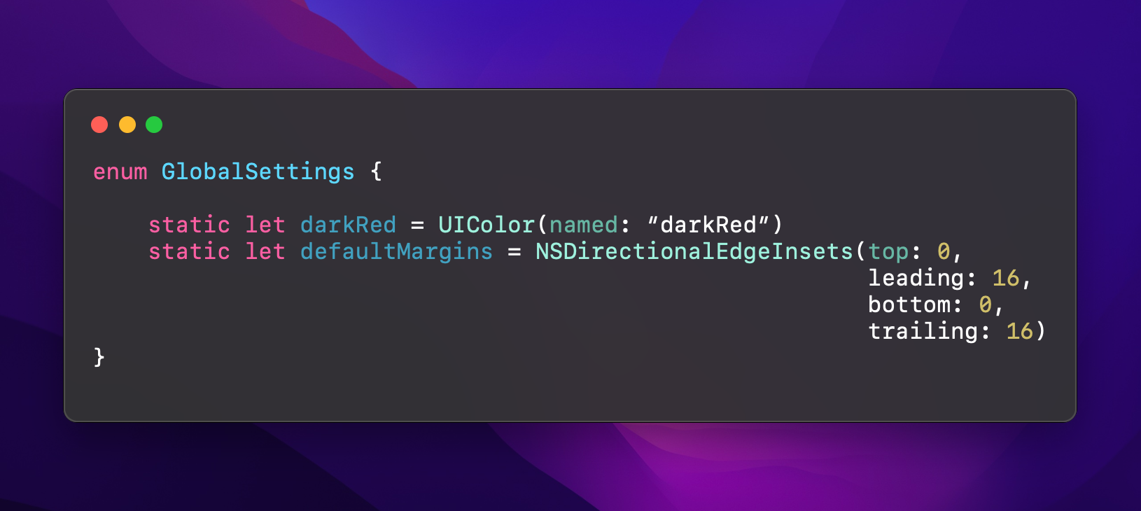 GlobalSettings struct example