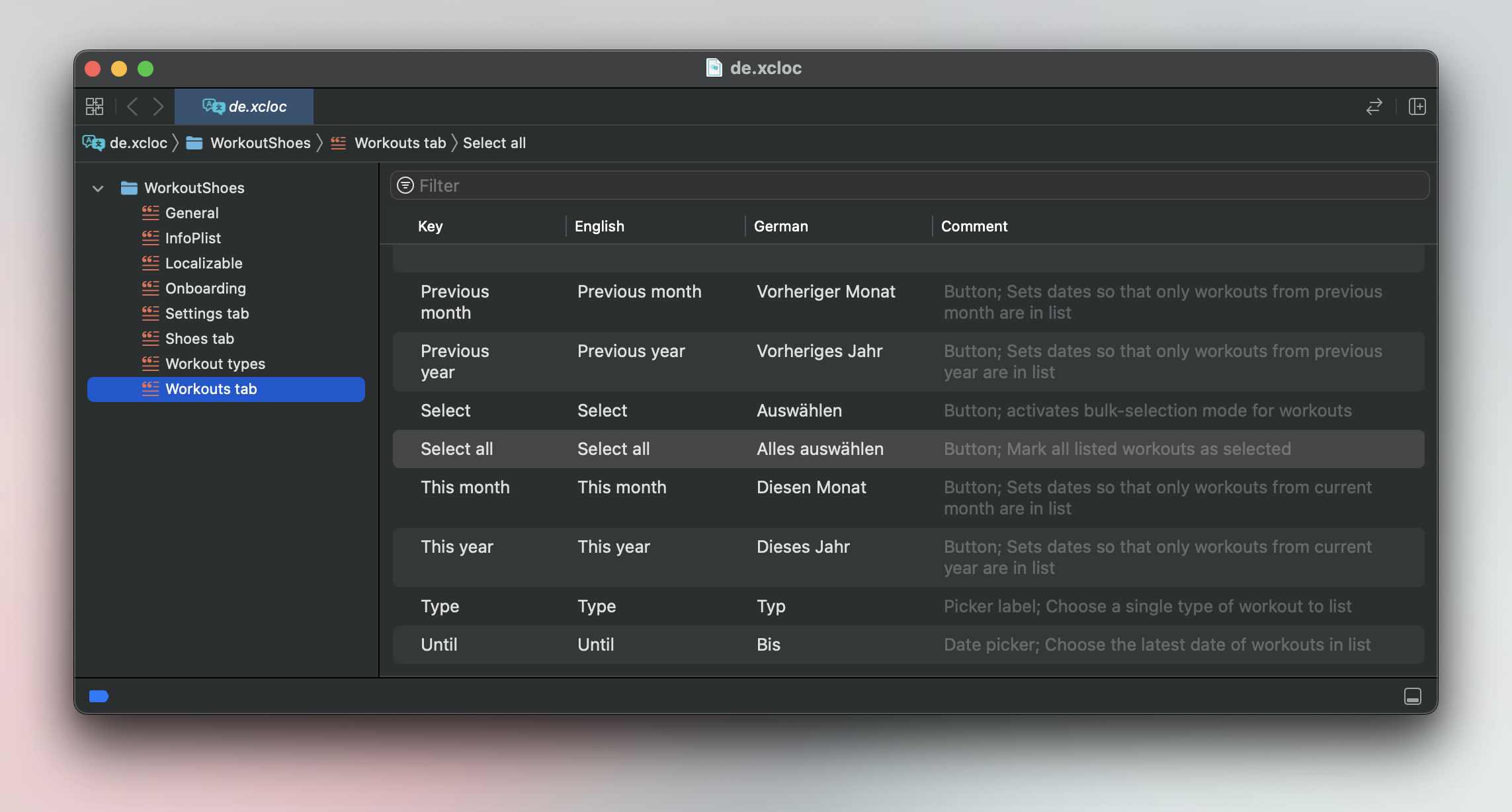 Xcode .xcloc localization editor