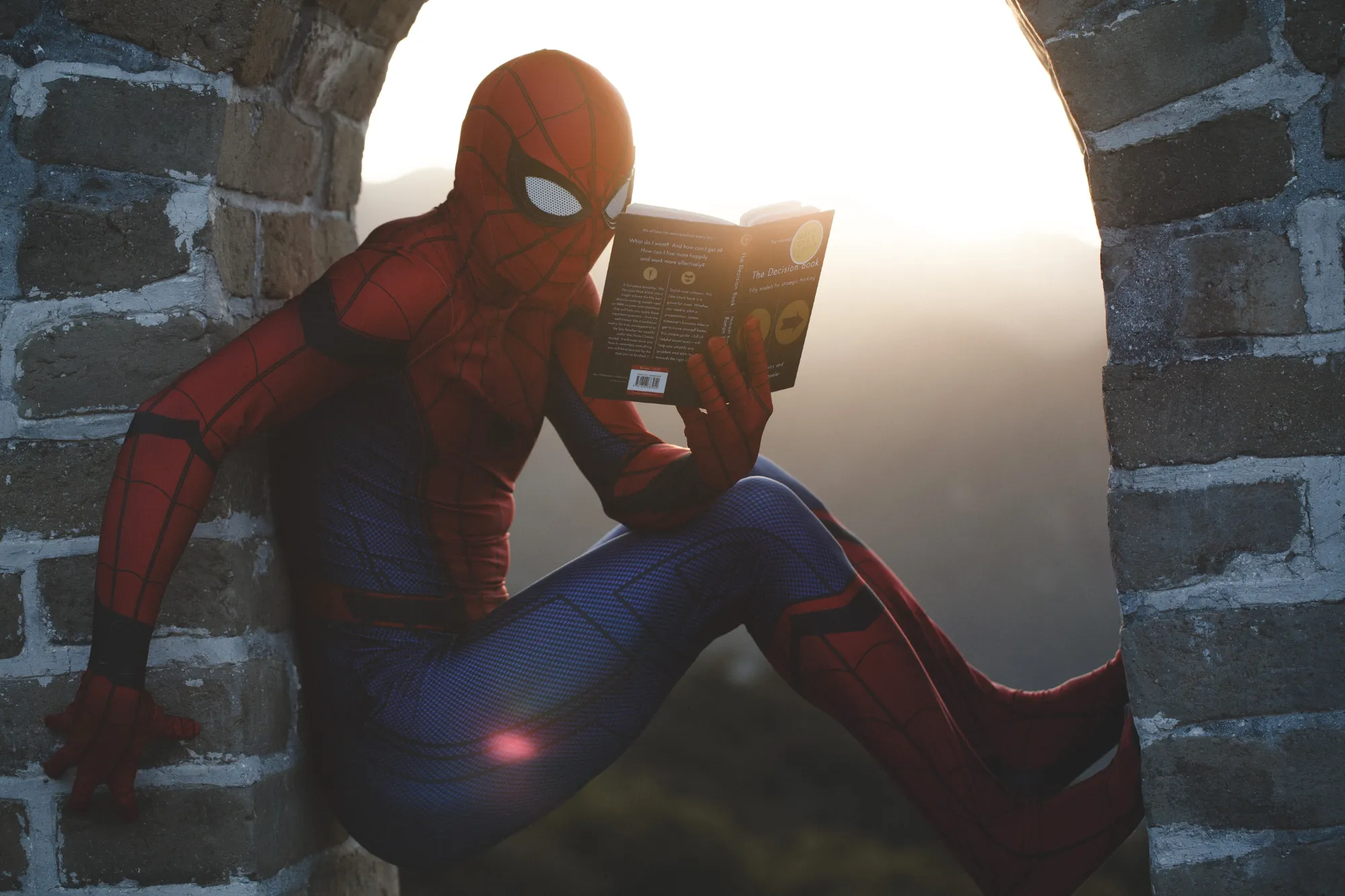 Photo of Spiderman reading a book. Photo by “Road Trip with Raj” from Unsplash.
